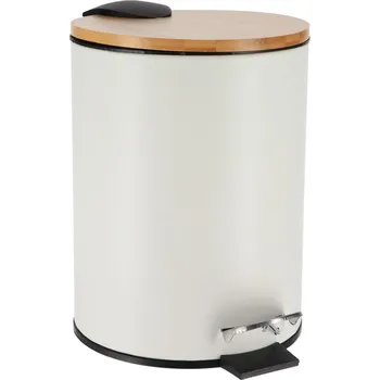 Odpadkový koš Odpadkový koš Timeless, bílá/s dřevěnými prvky, 2,5L