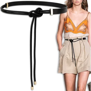 Opasek Camerazar Dámský elegantní úzký kožený pásek na zavazování pro stylové outfit kombinace 120 cm