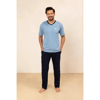 Pánská móda PÁNSKÉ PYŽAMO 498 J/25 Modrá XL