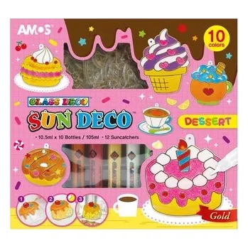 Speciální výtvarná barva Barvy na sklo sada 10 barev 10,5 ml + 12 sklíček DEZERTY