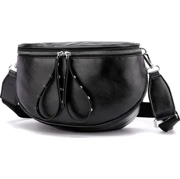 Kabelka Dámská Taška přes Rameno z Měkké Ekologické umělé kůže, Černá, 28x18 cm