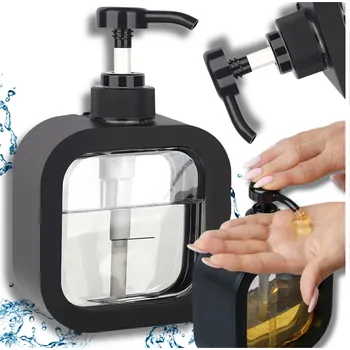 Dávkovač mýdla Camerazar Černý dávkovač na tekuté mýdlo s průhledným vzhledem, 300 ml