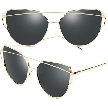 Sluneční brýle Černé Sluneční Brýle Glam Rock Cat Eye, Kovové, s UV400 Filtrem Kat. 3D