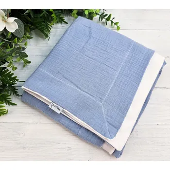 Dětská deka Kulišárny Dětská deka s velvetem - POWDER BLUE mušelín