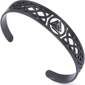 Náramek Vikingský náramek z nerezové oceli Valknut Černý