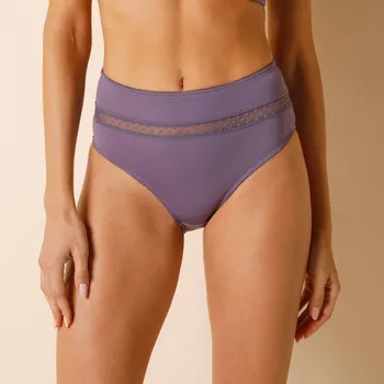 Kalhotky Blancheporte Sada 2 vysokých kalhotek Paia zn. Confidence Lingerie z mikrovlákna a vyšívaného tylu lila 50/52