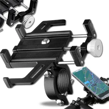 Univerzální Držák Telefonu na Řídítka Kola, Hliník + Silikonová Páska, 9x8.7x10 cm