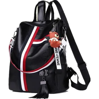 Městský batoh Dámský Multifunkční Batoh Vintage Model, Černý/Bílý, kvalitní umělé kůže, 31x29x12 cm