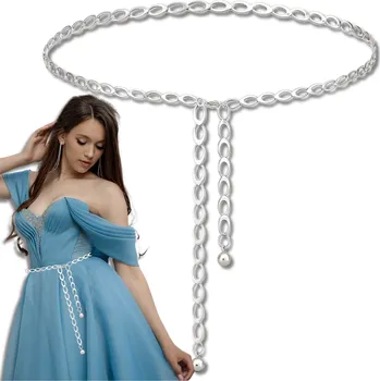 Opasek Camerazar Dámský Stříbrný Opasek Řetěz, Kovový, Délka 110 cm