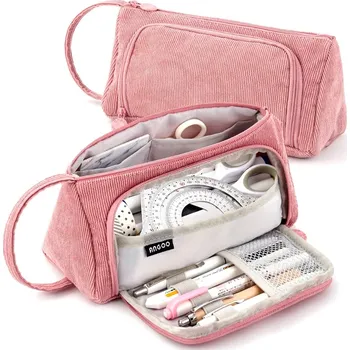 Penál Rozkládací Organizér na Tužky, Růžový, Polyester, 20.5x9x10 cm