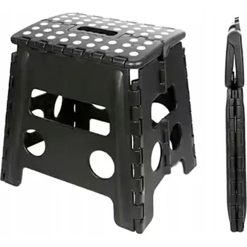 Taburet skládací protiskluzová stolička černá 40 cm