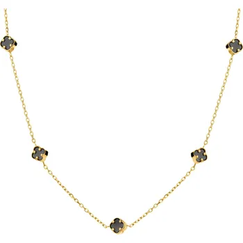 Náhrdelník Zlatý náhrdelník se syntetickými onyxy - čtyřlístky - AP541-5073