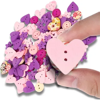 Knoflík Camerazar Barevné dřevěné knoflíky – sada 100 kusů handmade DIY