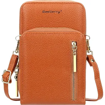 Kabelka Dámská mini peněženka na telefon z měkké ekologické umělé kůže, zlatý hardware, 18x11x5 cm