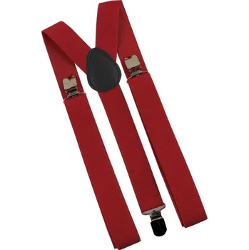 Kšandy Unisex silné šle na kalhoty, červené, ekologická umělá kůže, nastavitelná délka 60-100 cm