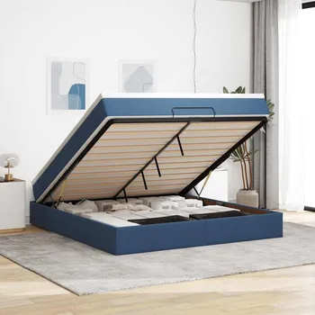 Postel vidaXL Osmanský rám postele s matrací 160x200cm textil [3311120] Barva: Modrá