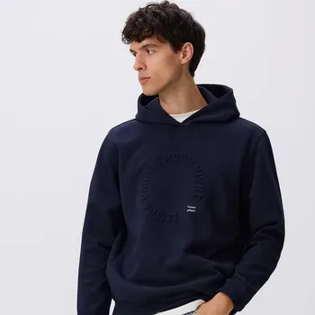 Pánská mikina Reserved - Regular mikina s kapucí - tmavomodrá - 6981H-59X - 6981H-59X-L