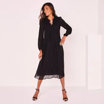 Dámské šaty Plisované midi šaty černá 48