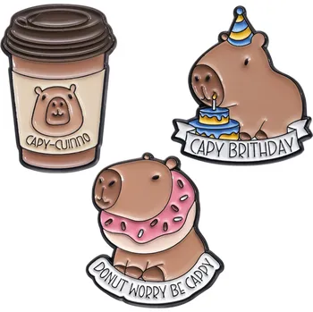 Camerazar Sada kovových odznaků kapibara - ozdoba do bot a oblečení, 3 kusy