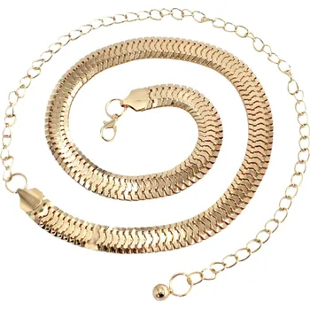 Opasek Dámský zlatý opasek s kovovým řetězem, délka 110 cm, šířka 1,6 cm, materiál kov