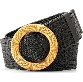 Opasek Dámský slaměný široký elastický pásek na letní kolo s přezkou