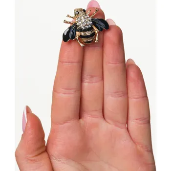 Brož Elegantní brož v černé barvě, zdobená zirkony, 3 cm * 2,5 cm - Varianta 3