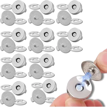 Knoflík Camerazar Magnetické knoflíky, zapínání na magnet, 10 kusů, kovové, stříbrné