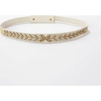 Opasek Nastavitelný opasek s bižu zdobením režná/zlatá 50/52