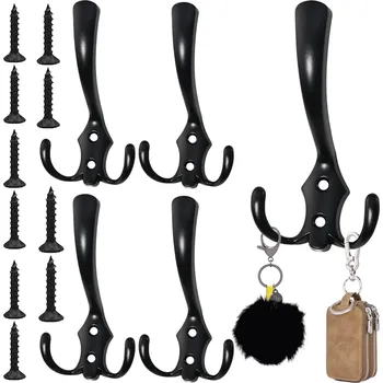 Věšák Camerazar Univerzální věšáky ze slitiny zinku, černé, 5 ks, délka 13 cm