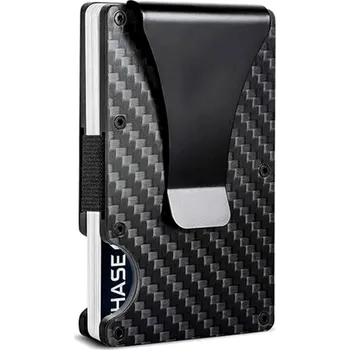 Camerazar Pánské kovové pouzdro na karty s RFID ochranou, černé karbonové vlákna, rozměry 5.4x8.6 cm