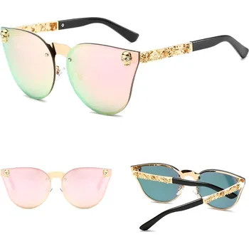 Sluneční brýle Camerazar Dámské sluneční brýle s lebkou a kočičíma očima, zrcadlové, černé, plastové