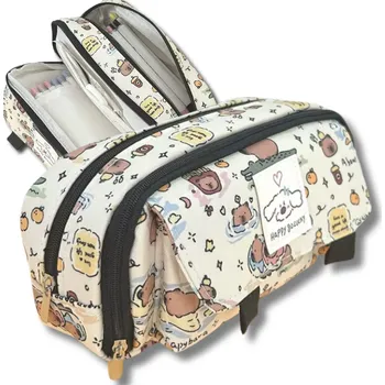 Penál Camerazar Dětský školní dvojkomorový organizér na psací potřeby Kapibara