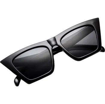 Sluneční brýle Velké čtvercové dámské sluneční brýle s kočičíma očima, plast, černá barva, UV400 filtr kat. 3