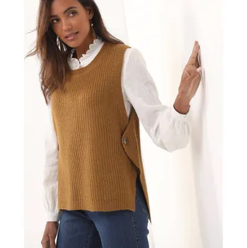 Dámský svetr Pulovr bez rukávů, mohérový na dotek bronzová 42/44