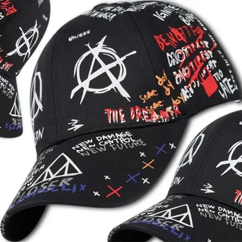 Čepice Camerazar Baseballová čepice s graffiti nápisy, černá, univerzální velikost