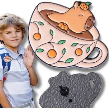 Camerazar Připínací kovová brož kapibara decorace na boty a oblečení Kovová brož kapibara
