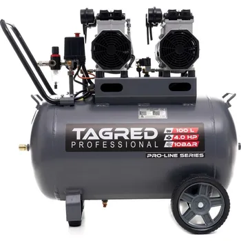 Kompresor AKČNÍ SET SETTA3387M, Bezolejový kompresor s odlučovačem 100l, 230V, 4 písty, 4000W | 10 BAR + příslušenství