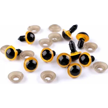 Oči glitrové s pojistkou Ø14 mm - žluté - sada 2ks