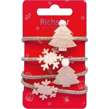 Gumičky do vlasů vánoční s glitry 4 ks