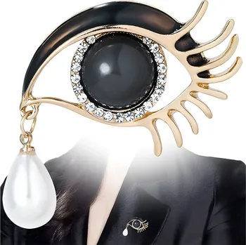 Brož Camerazar Brož Andělské Oko ve tvaru Slzy s Perlovým Špendlíkem, Zirkonová, Stříbrná