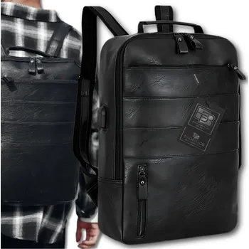 Sportovní batoh Camerazar Pánský černý kožený batoh do letadla příruční kabinové zavazadlo pro business cesty