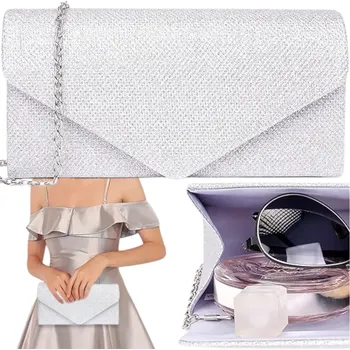 Kabelka Camerazar Elegantní Stříbrná Večerní Dámská Taška Přes Rameno s Lesklým Designem