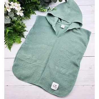 Kulišárny Mušelínové plážové pončo s kapucí MENTOL věkové rozmezí: 1-3 roky - 40cm