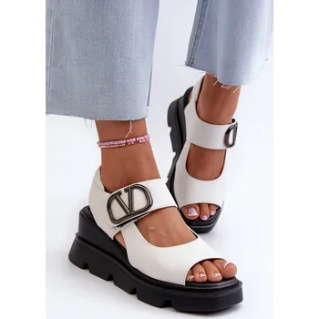 Dámské sandále Dámské sandály na klínové podrážce a platformě z ekokože Triaola Barva: Bílá, Velikost: 37