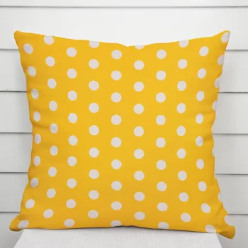 Povlak na dekorativní polštářek Bavlněný povlak na polštář Sandra SA-598 Bílé puntíky na žlutém 50 x 70 cm