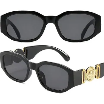 Sluneční brýle Unisex sluneční brýle s UV400 filtrem, obdélníkové, černé, plastový rám