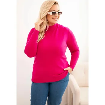 Dámský svetr Dámský svetr Plus Size z viskózy s rolákem fuchsie UNI
