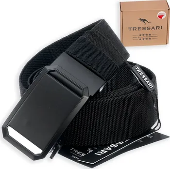 Opasek Camerazar Černý elastický popruh TRESSARI s automatickou sponou na outdoorové aktivity a každodenní použití