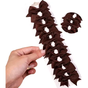 Ozdoba do vlasů Sada 10 Dětských Sponek s Hnědými Mašlemi, Ruční Výroba, Kov a Látka, 1.7-2.4 cm