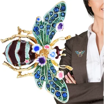 Brož Camerazar Elegantní smaltovaná brož s květinami a zirkony, stříbrná, velkost 5x3 cm